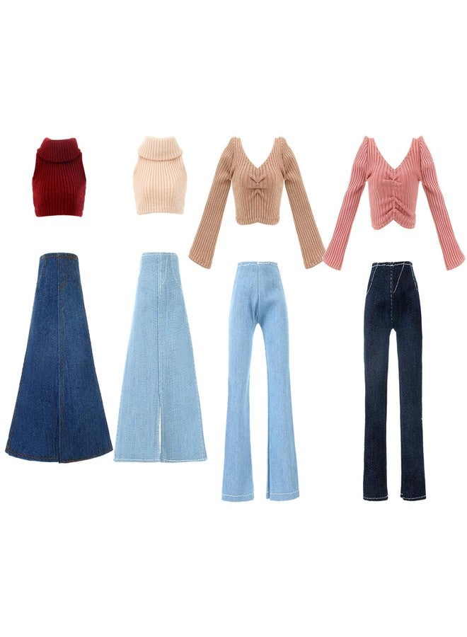 Bencailor 8 Pieces Summer Doll Clothes for 11.8 Inch Doll Accessories Sweaters Denim Pant Regular Outfit Clothing for Gift(Classic Color) - Image 1